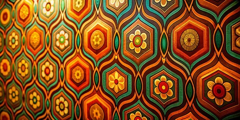 Vibrant Retro 70s Wallpaper with Geometric Forms and Angular Lines in Macro Photography