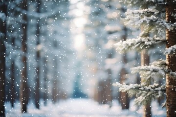 Pine trees snow outdoors winter.