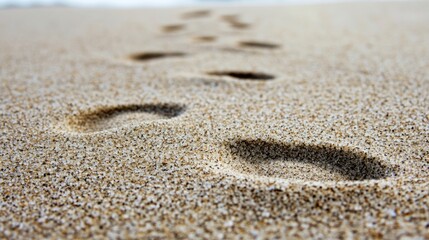Footprints in the sand leading towards the ocean, evoking a sense of tranquility and reflection.