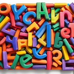 Fototapeta premium Crayon line pattern, colorful English letters in children's style, suitable for learning.
