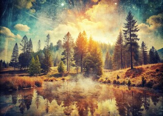 Obraz premium Vintage Double Exposure Photography with Dirt Film Burn and Grainy Textured Noise Overlay for Artistic and Aesthetic Visuals