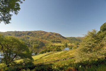 View over Rydal Water from Coffin Route path in the Lake District, Cumbria