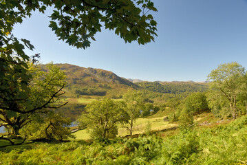 View over Rydal Water from Coffin Route path in the Lake District, Cumbria