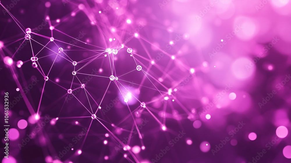 Poster Illustration of neural pathways and brain cells on a digital hologram, symbolizing neurobiotechnology and brain research with empty space for text