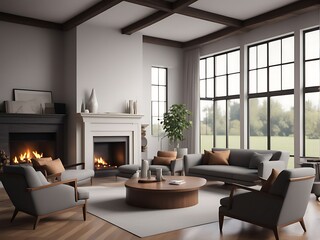A Living Room in the Home interior with sofa and table view window