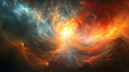 Obraz premium Swirling Vortex of Cosmic Consciousness Emerging from the Ethereal Realm