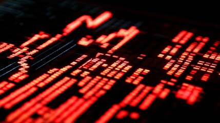 Abstract representation of stock price increase and decrease arrows in a digital financial landscape, showing bullish and bearish trends with empty space for text