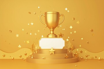 Celebrating Victory Triumphant Moments Achievement Star Trophy Golden Glitter Pride Joy Excellence