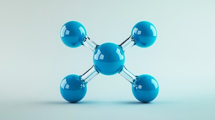 Obraz premium Abstract Blue Molecular Structure Connected Spheres Science Concept