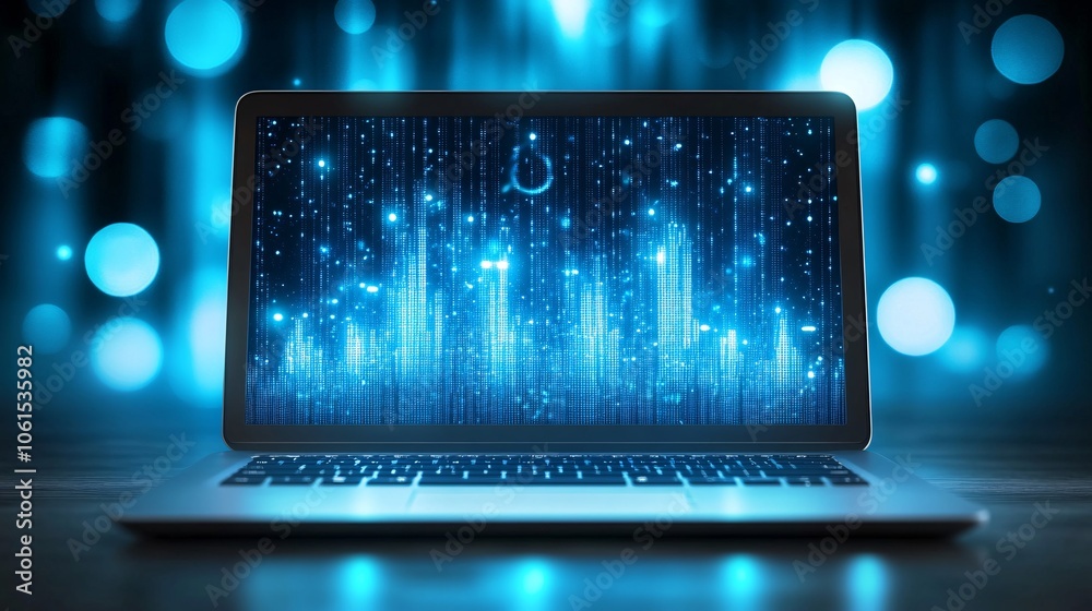 Poster Close-up of a laptop screen displaying cryptocurrency trading charts, including market volatility indicators and a digital wallet balance with empty space for text