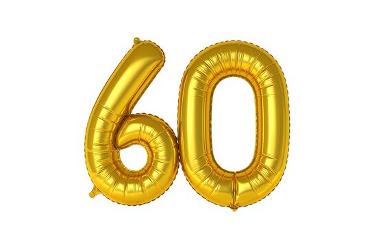 Golden Balloons Celebrating Milestone Birthdays, Creating Joyful and Festive Atmosphere, Marking Sixty Years of Life with Style