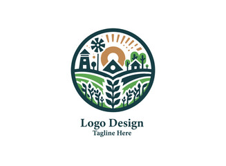 Farm agro minimal logo design vector