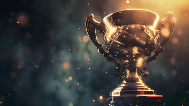 a bright trophy shines, symbolizing achievement and success. generative ai