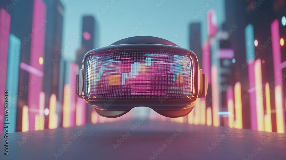 Leinwandbilder Virtual reality interface showing financial data visualizations in an immersive digital environment, emphasizing user engagement and advanced data analytics with empty space for text