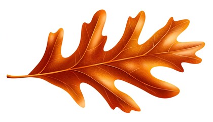 Fototapeta premium a realistic oak leaf, rich brown autumn color, detailed veins, photorealistic, isolated on white background