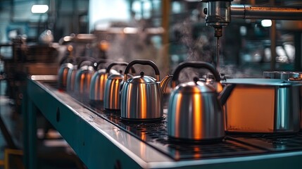 Production of electric kettles at the factory 