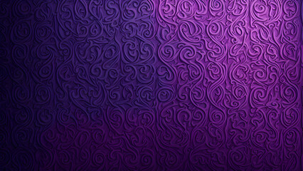 A purple background with a pattern of swirls and curves