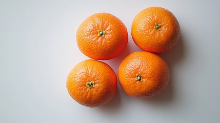 Four Fresh Oranges on White Background   Healthy  Citrus Fruit  Vitamin C   Juicy  Food Ph