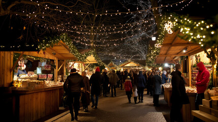 Obraz premium Christmas market in a town square