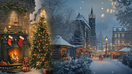 Obraz premium Holiday Backgrounds Design backgrounds with a range of festive scenes
