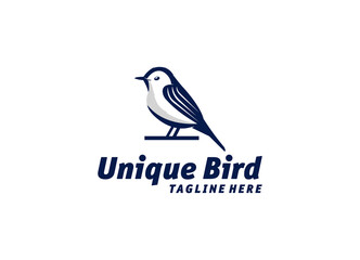 Awesome Blue Bird Animal Outline Logo Design Vector Silhoutte