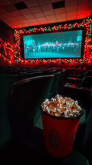 A Christmas movie darkened theater