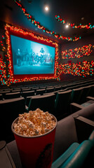 A Christmas movie darkened theater
