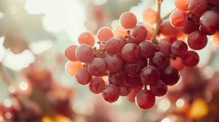 Closeup Red Grapes Vine Harvest Fruit Freshness Nature