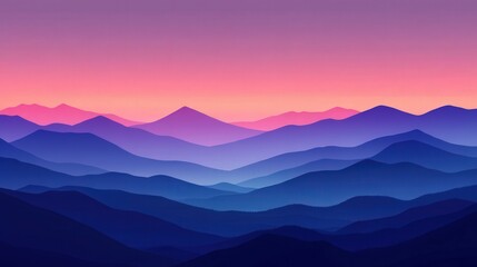 Fototapeta premium Serene sunset over layered mountain ranges in a tranquil landscape