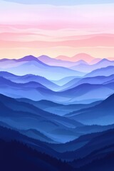 Beautiful purple and blue mountain landscape at sunrise