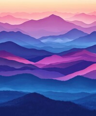Fototapeta premium Vibrant mountain landscape during sunset with colorful sky and hills