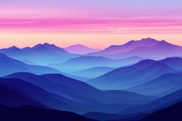 Obraz premium Majestic mountain range at sunset with vibrant purple and blue hues