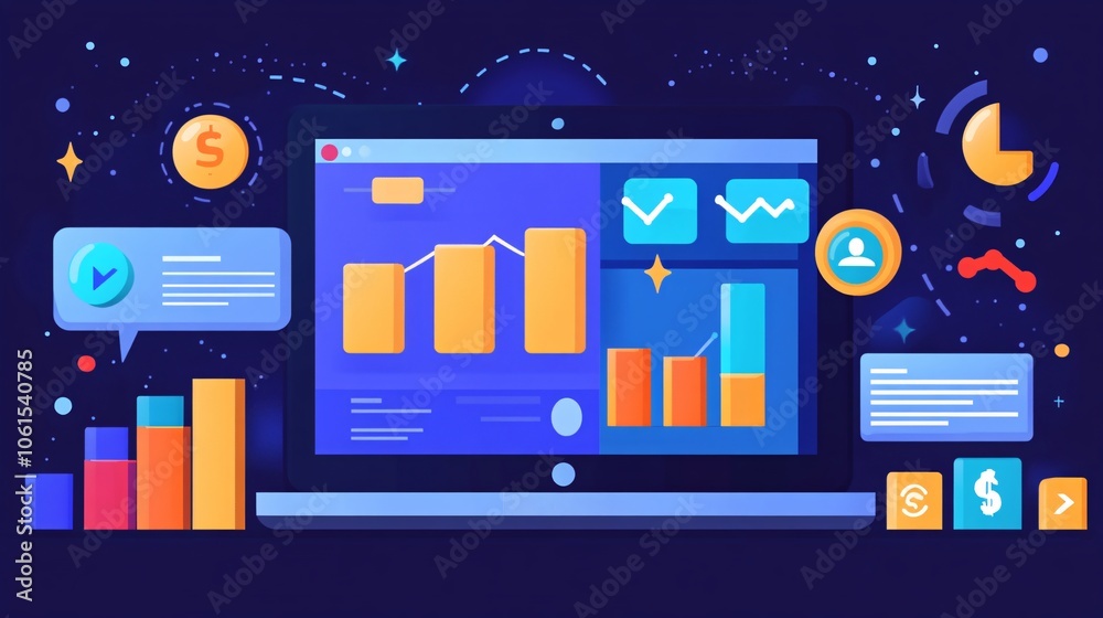 Aufkleber SEO keyword research visualization on a laptop screen, showing search volume and competition data for high-ranking keywords with empty space for text