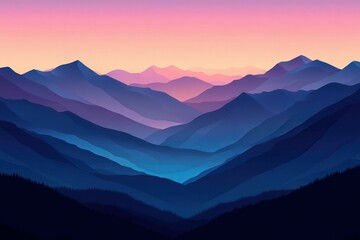 Fototapeta premium Majestic mountain landscape at sunset with layers of purple hues
