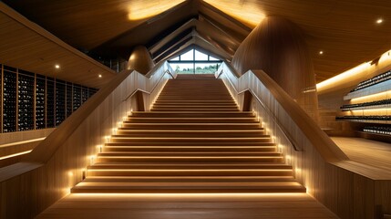 Eco-Sustainable Elegance: The Architectural Staircase at Marchesi Antinori Winery in Tuscany