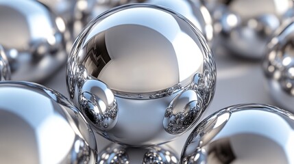 Shiny Metallic Spheres Abstract Background   Chrome Balls Texture