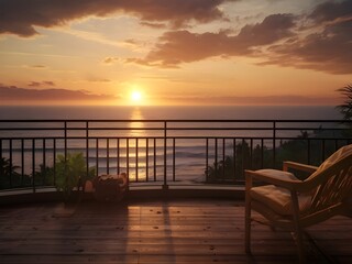 Obraz premium beautiful sunset on the beach view from bedroom