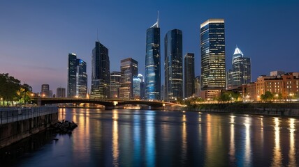 Fototapeta premium cityscape with river at front