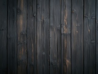 Fototapeta premium Textured black wooden planks in a rustic setting under soft lighting