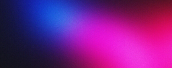 Dark purple, pink blue, gradient background, blurred neon color flow, grainy texture effect, futuristic banner design