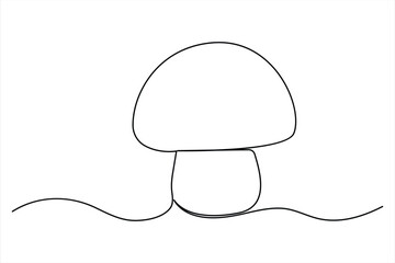 Continuous single line of drawing of mushroom edible Fresh raw vegetable concept outline vector illustration