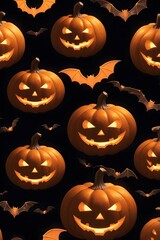 Embrace the spooky season with this chilling pumpkin faces illustration. Ideal for Halloween wallpaper and party themes, it brings a fun fright to your festive atmosphere.