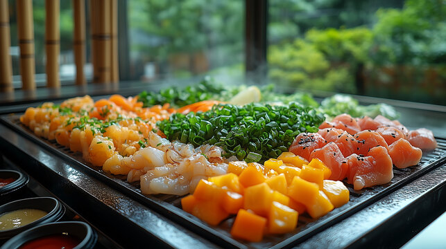 Teppanyaki grill in a modern Japanese restaurant - Powered by Adobe