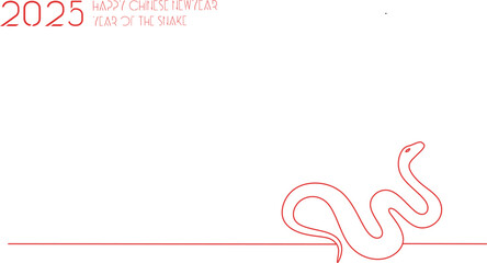 Chinese Newyear 2025 snake lineart on blank background for template,banner, invitation card 