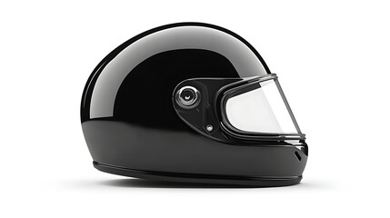 Fototapeta premium Vintage Black Helmet Side View on White Background