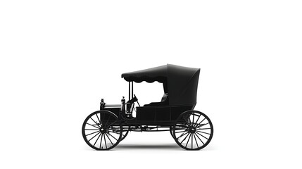 Fototapeta premium Vintage Black Horse-Drawn Carriage Side View