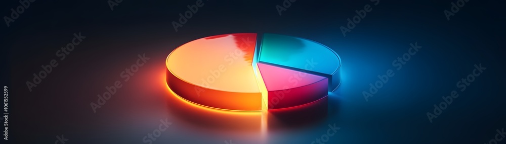 Poster colorful pie chart with vibrant sections representing data visualization and analytics in a digital 