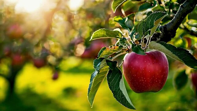an apple on aan apple on a tree tree