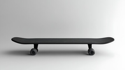 Vintage Black Skateboard on White Background