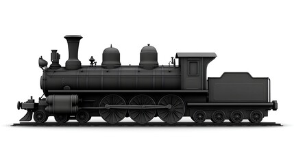 Fototapeta premium Vintage Black Steam Engine Side View